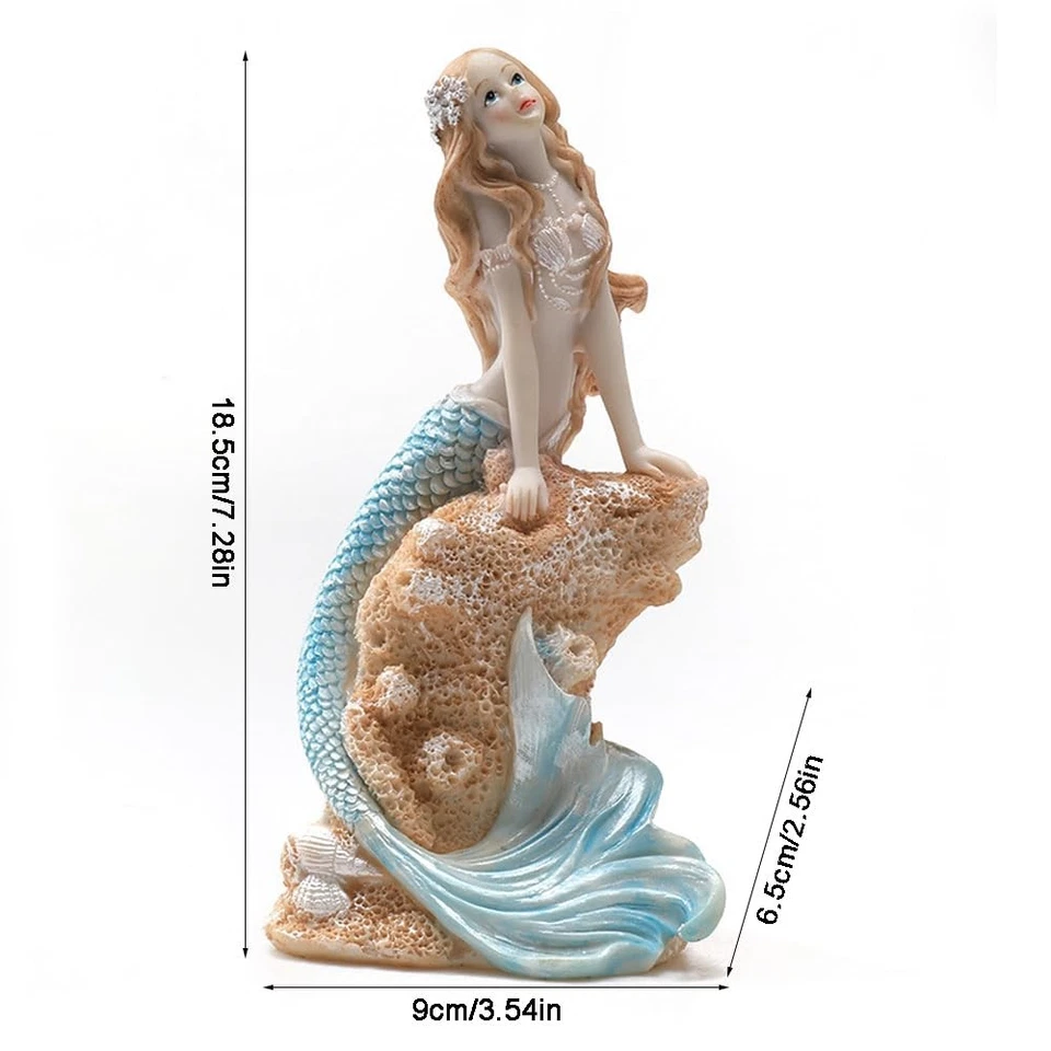 Estatuillas Sirena Azul 7.28 Resina Sirena Escultura Princesa Mediterránea O... Foto 2 de 4