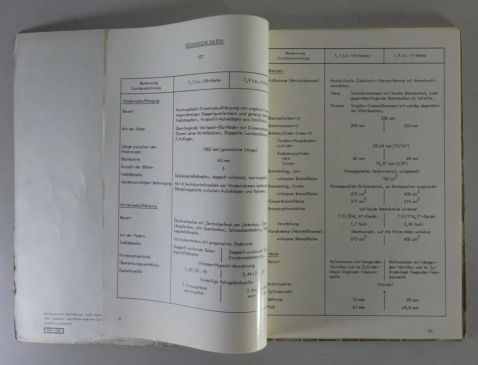 Manual de Taller Opel Gt - A / - L Con 1,1L/1,9L Motor Stand 09/1968 - Imagen 3 de 4