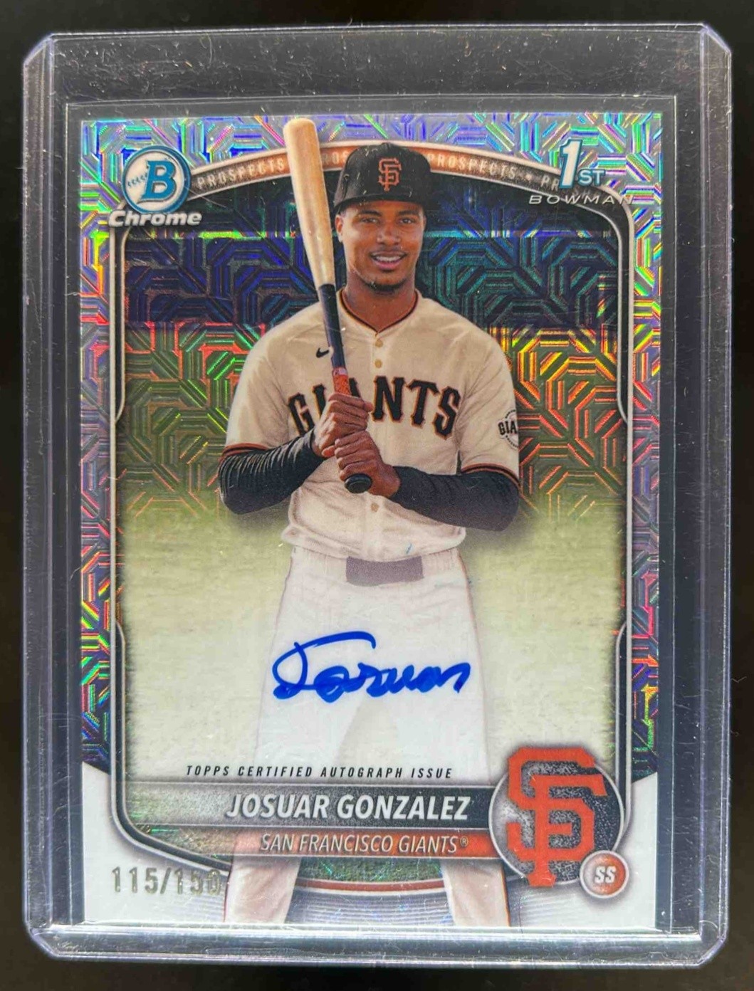 2025 Bowman Chrome Josuar Gonzalez Auto HTA Choice Refractor 1st Prospect #/150