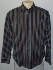 Robert Graham Striped Long Sleeve Black Button-Front Shirt Men XL