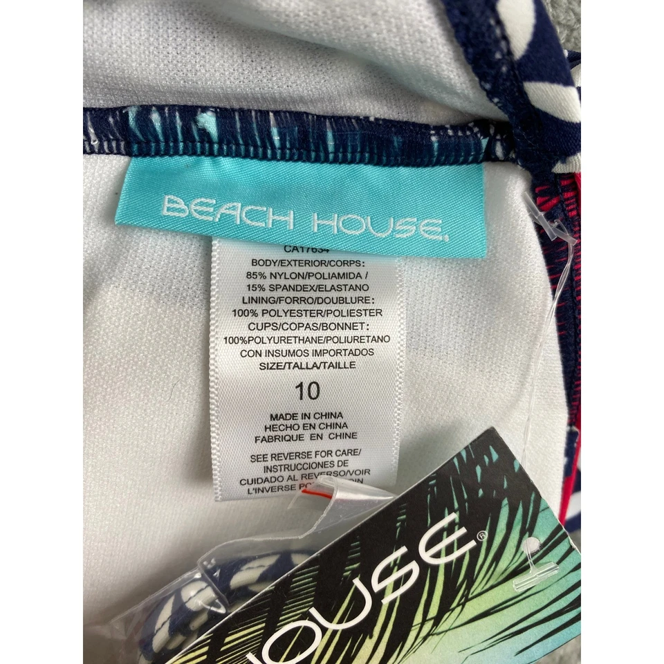 Túnica Beach House azul marinho branco geométrico sem alças tamanho 10 nova sem etiquetas - Imagem 2 de 4