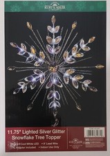 KURT ADLER 11.75" Lighted Silver Glitter Snowflake Tree Topper