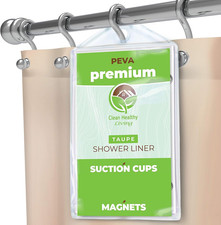 Clean Healthy Living PEVA Shower Liner Magnets and Suction Cups. 70 x 71 Inch...