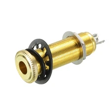 Guitar Bass 1/4" Stereo Barrel Jack Input Output Cylinder Plug Socket Gold