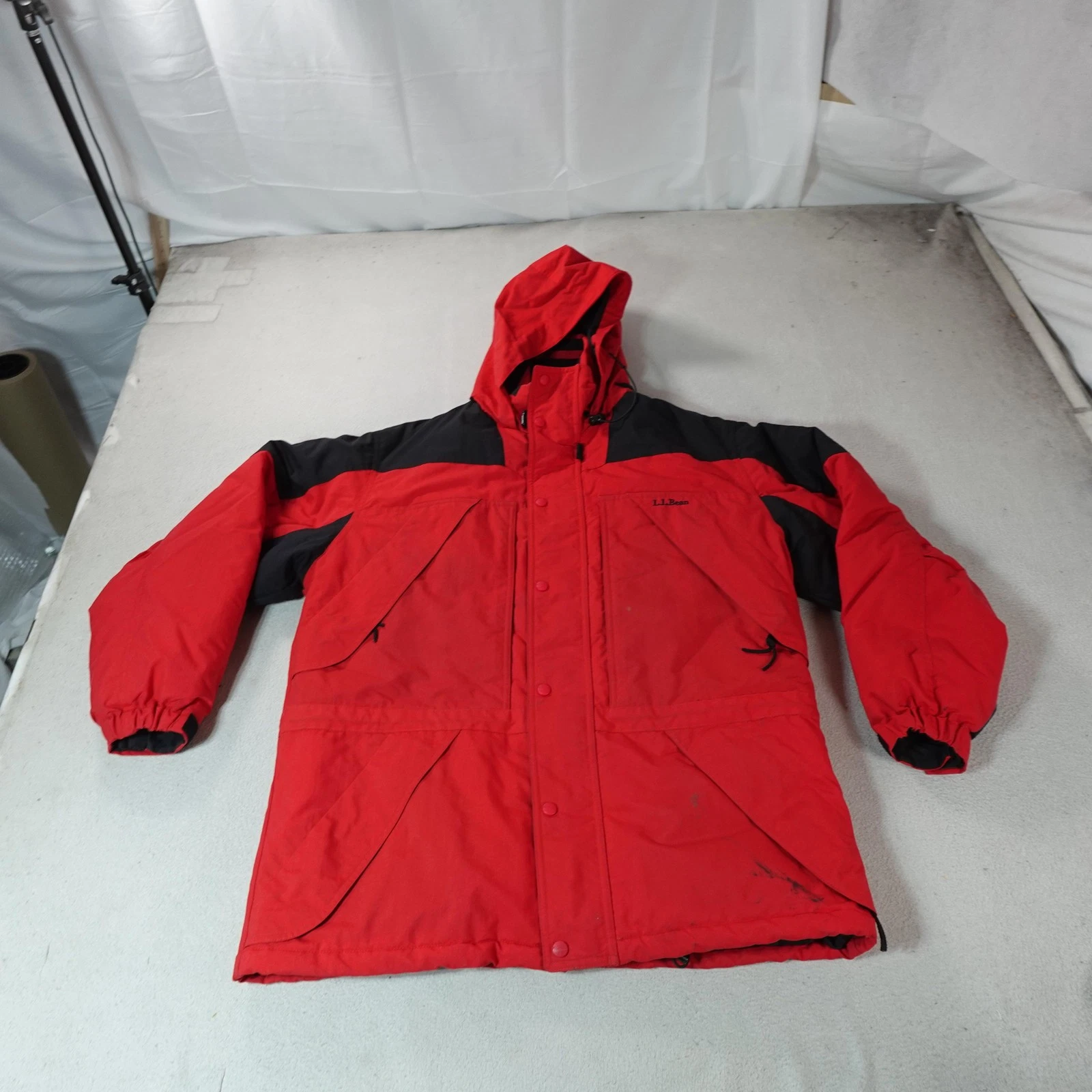 LL Bean Jacket Mens Large Red Thinsulate Hooded Insulated Ski Parka Outdoor Coat