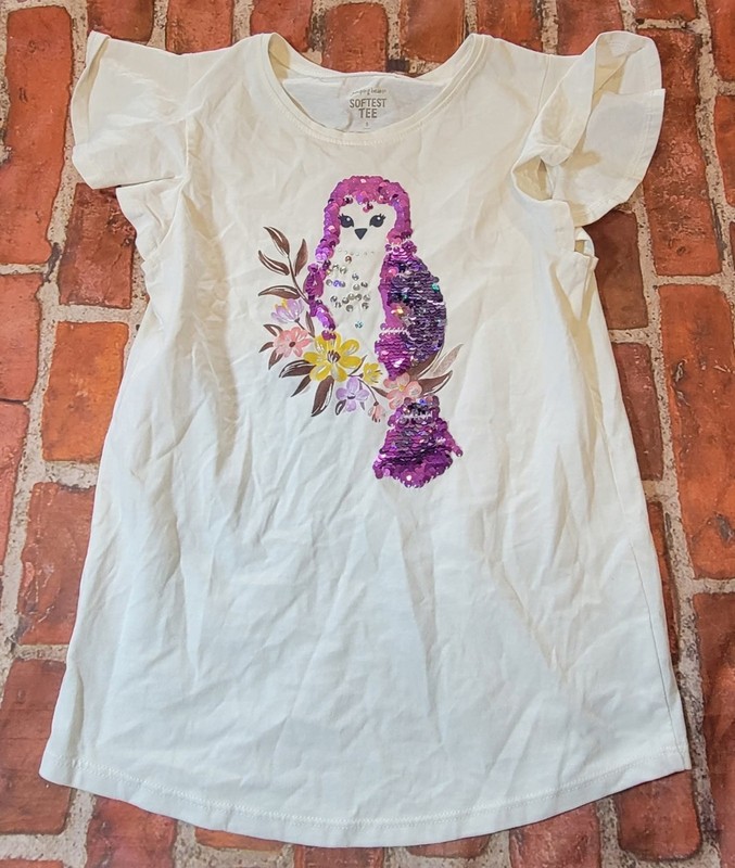 Jumping Beans Girls Parrot Sequin Summer Shirt Sz 8