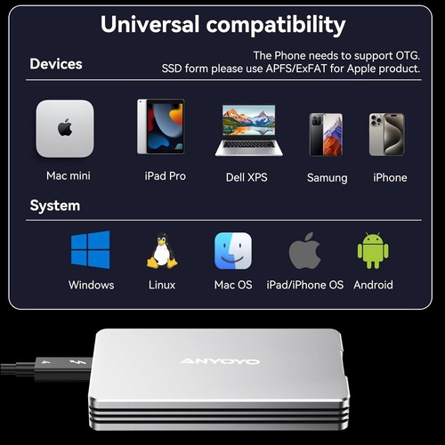 40Gbps NVMe SSD Gehäuse für Thunderbolt 4/3, USB4 M.2 NVMe Gehäuse für PCIe 228 - Bild 9 von 9