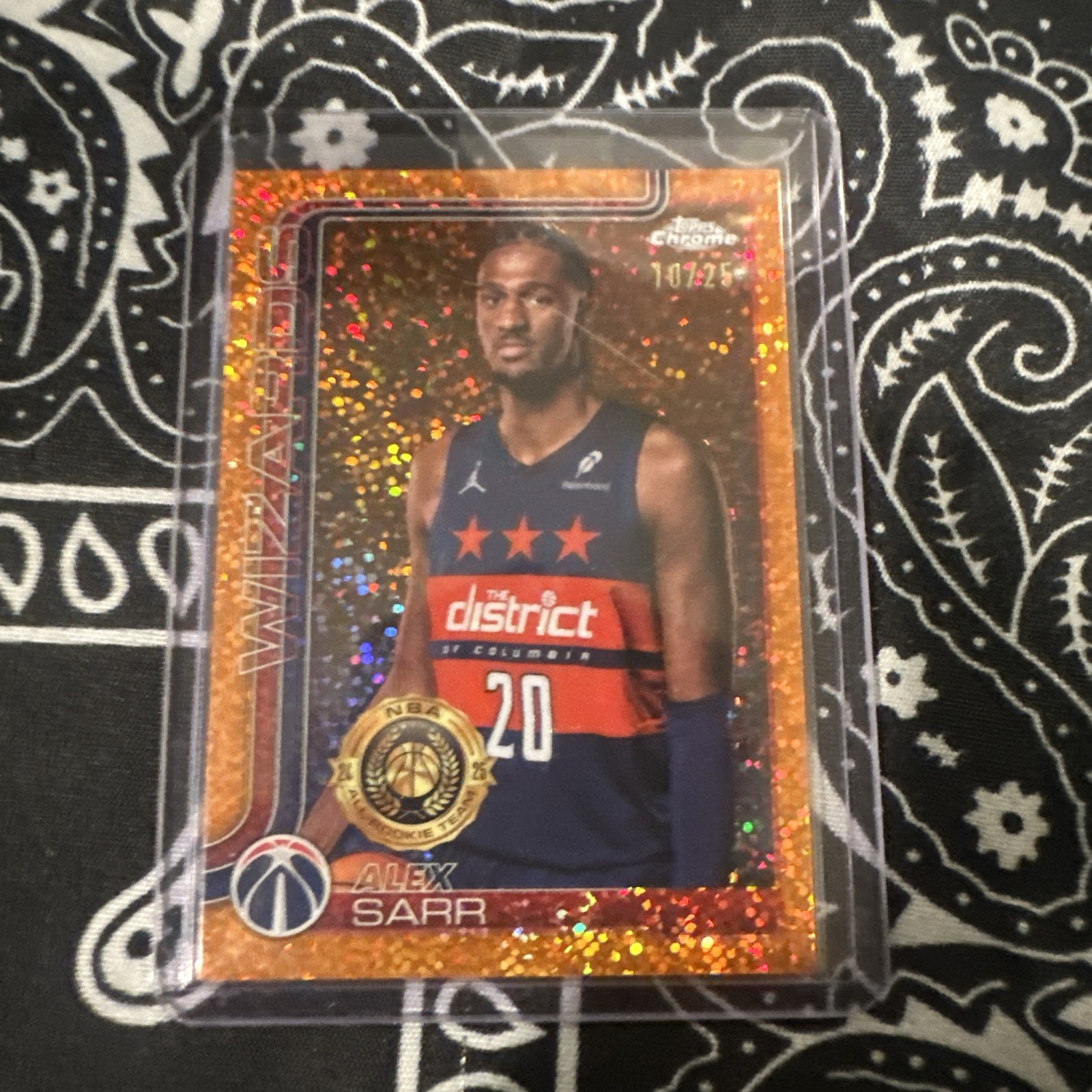 2025 Topps Chrome Alex Sarr All Rookie Team Speckle Image Variation Orange  /25