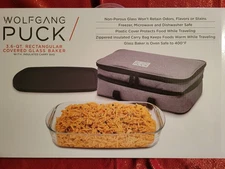 WOLFGANG PUCK 3.6 QT Rectangular Glass Baking Dish W/Insulated Carry Bag NEW**