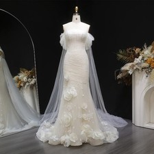 Arabia Luxury Mermaid Long Wedding Dresses with 3D Flowers Bride Gown Customized