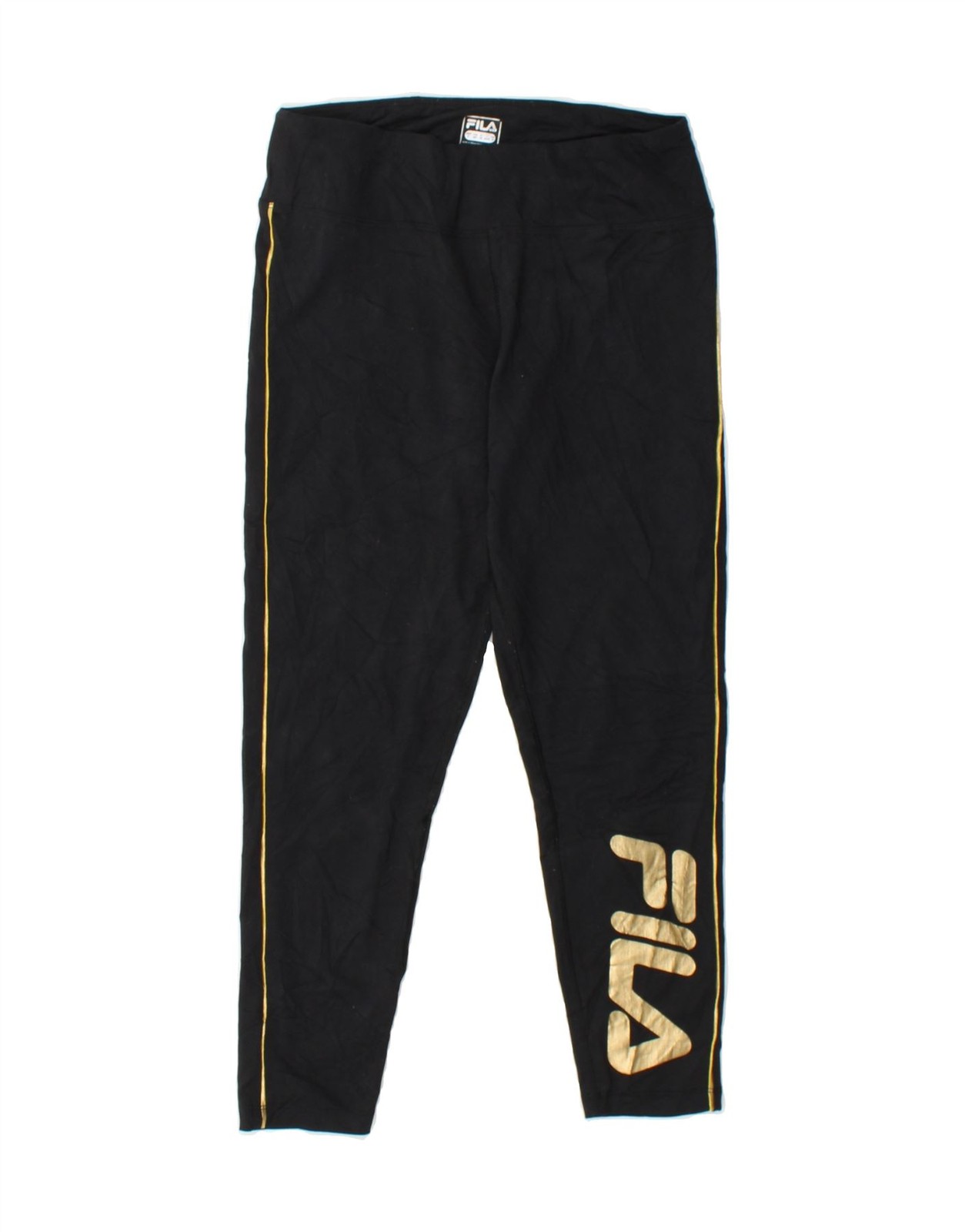 FILA Leggings donna grafica Capri UK 10 piccoli nero cotone BE28