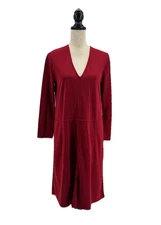 Max Mara Leisure Womens Assunta Jersey Midi Dress Red US 10 Medium Long Sleeves