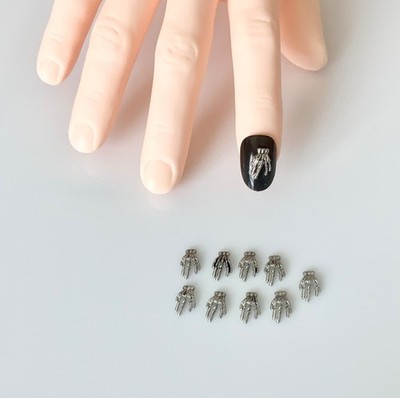 Skeleton Hand Nail Charms Metal Goth Punk Art Accessories Decoration