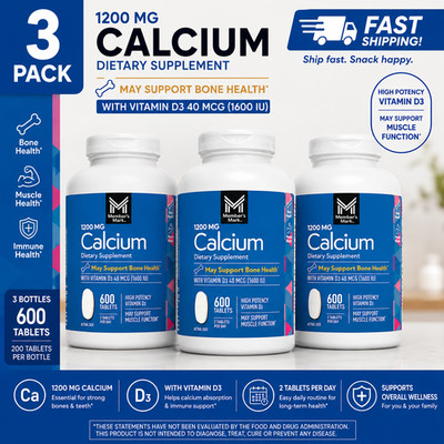 3-Pack Member's Mark Calcium with Vitamin D3 Tablets, 600 ct.