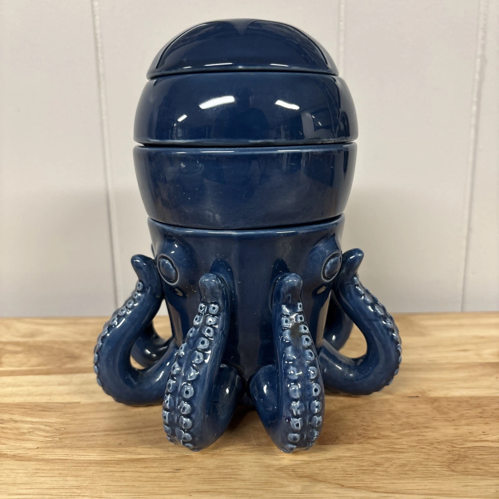 World Market Blue Octopus Porcelain Measuring Cups Set