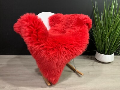 Beautiful Fire Red Icelandic Sheepskin Rug  Genuine Leather Throw Seat Cover