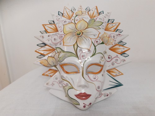 Italian Mask Venetian Masquerade Hand Painted Ceramic Decorative Mask - Picture 2 of 19
