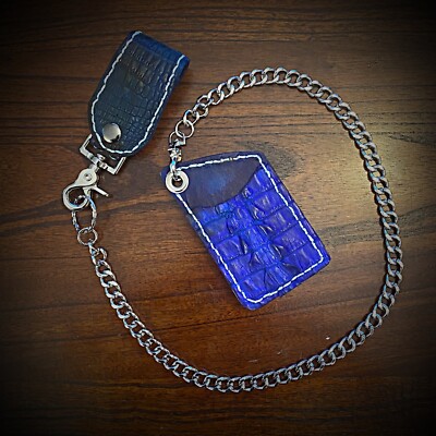 minimalist wallet two pocket wallet crocodile blue