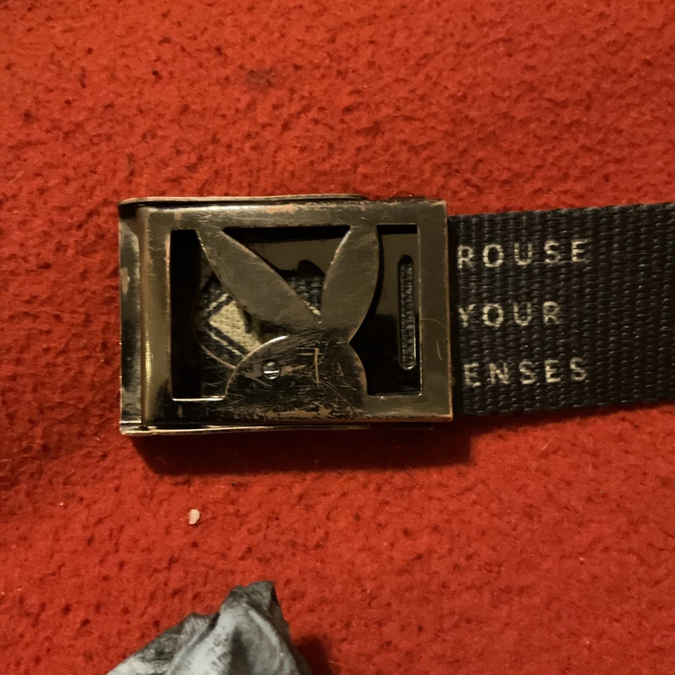 Cinturón de nailon Playboy × Playboy blanco y negro Repeat Bunny - 41" de largo - S/M Foto 2 de 4