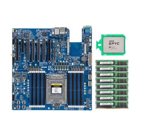 Gigabyte MZ32-AR0 Motherboard + AMD EPYC 7532 CPU+ 4x32GB RAM+Cooler Fan