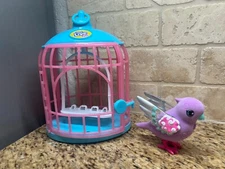 Little Live Pets Light Up Bird & Cage w/ Swing Records Sings Repeats Cute