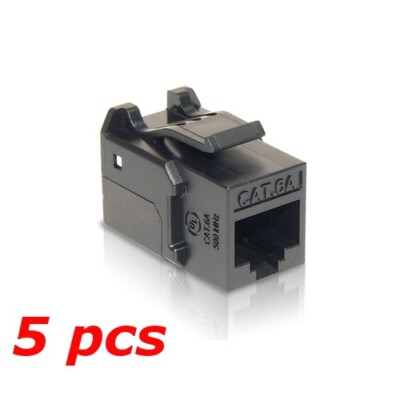 5 PACK - CAT6A 10G RJ45 110 Punch Down 8P8C Keystone Modular Snap-In Jack Black