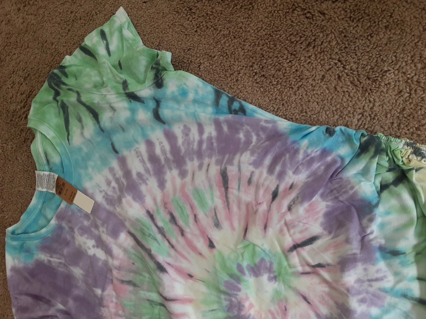 UNDERCOVER Abito Victoria’s Secret rosa increspato lato arcobaleno spirale cravatta tinta Htf Large