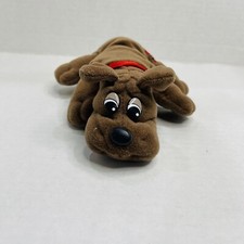 Vintage Pound Puppies Chocolate Brown Boxer w/ Red Collar Bow NEWBORN Dog 9  