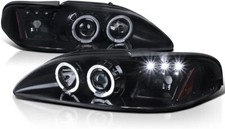 1994-1998 Ford Mustang Gt Svt Led Projector Black Smoke Pair Headlights Assembly