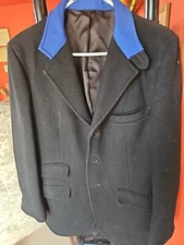 Vintage Tailored Sportsman  Black Melton Fox Hunt Jacket Sz.8 See Measurements