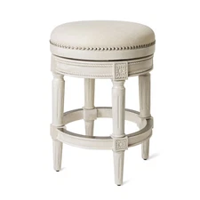 Maven Lane Pullman Backless Swivel Kitchen Counter Stool, White Oak Finish