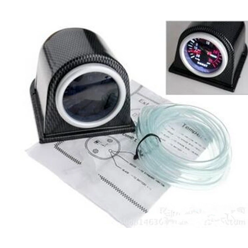 Car Turbo Boost Pressure Gauge Meter LED PSI Smoke Lens W/Carbon Fiber Look Pod - Image 4 of 4