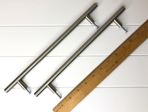 Brushed Nickel Cabinet Pulls / Handles T Bar Pack of Two 6" or 12" Length - Picture 5 of 8