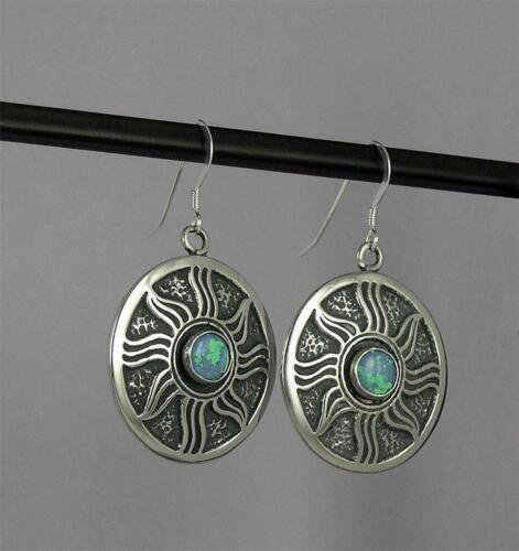 .925 Sterling Silver Inanna's or Morning Star Hook Earrings W Stone Drop/Dangle - Picture 1 of 4