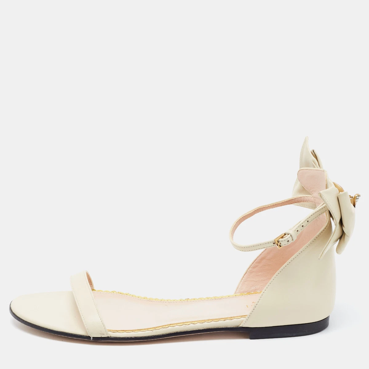 Cream flat sandals hot sale