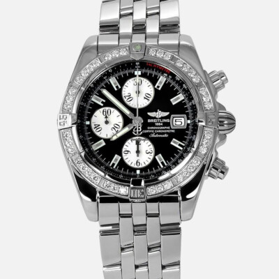 Breitling Chronomat Evolution Steel Diamond Bezel Black Dial