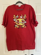 Champion Vintage Mens Red Spaceship Planetary Moon Saturn T-Shirt Size Xlg