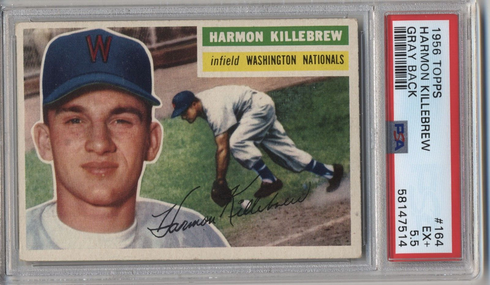 1956 Topps #164 Harmon Killebrew PSA 5.5 gray back gray back  B1-141  qu