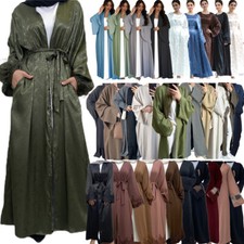 Muslim Open Cardigan Kaftan Dubai Women Long Dress Abaya Kimono Ramadan Caftan