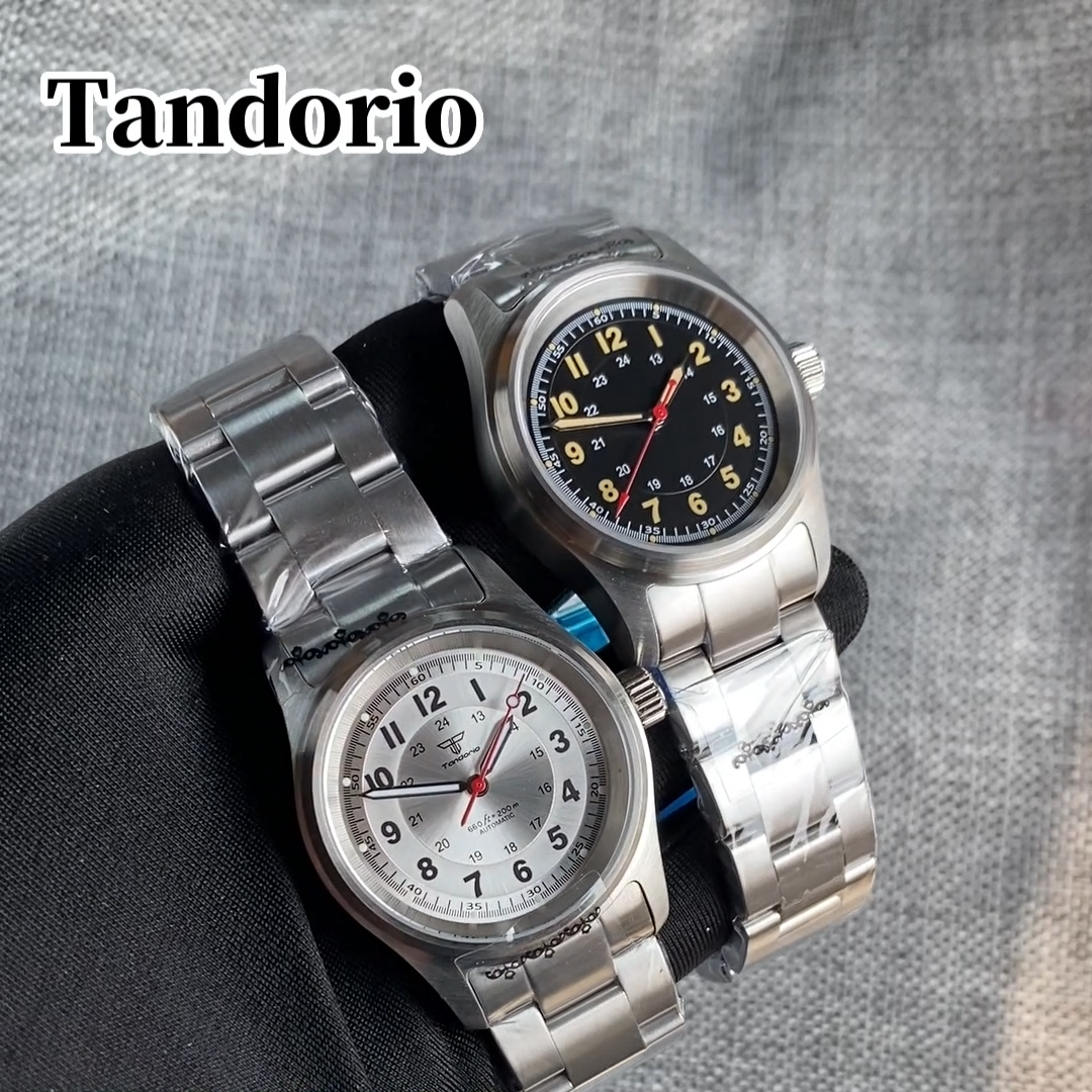 20 ATM Tandorio 36 Mm Pilot Saphirglas Schwarz/silber