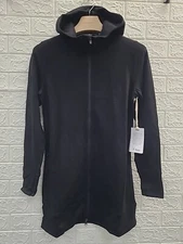 New Ibex Long Sleeve Full Zip Hooded Long Black Jacket Size Medium