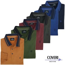 Polo Uomo Manica Lunga Jersey Cotone Pesante Invernali Blu COVERI  L XL XXL XXXL