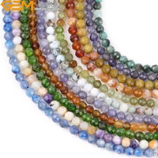 2mm 3mm Natural Gemstones Faceted Tiny Small Spacer Beads Jewelry Making 15" AAA