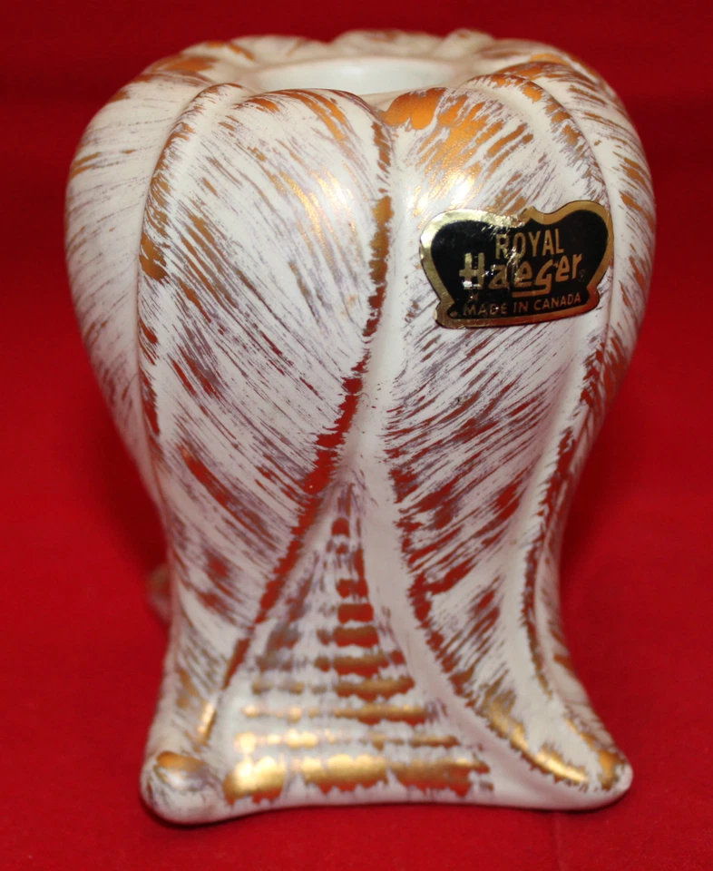 Mid Century Modern Vintage Royal Haeger Candle Holder Gold White Made in Canada - Image 2 of 4
