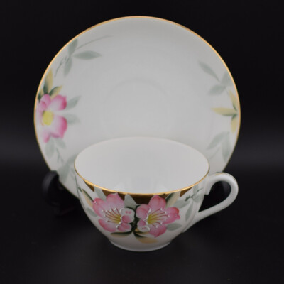 Cup and Saucer - Azalea by Noritake Pattern # 19322 - Green Stamp