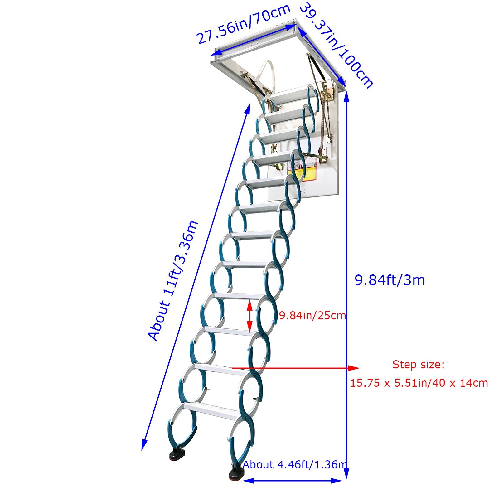 Blue Attic Pull Down Ceiling Ladder Stairs Folding Loft Ladder Stair 27 ...