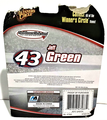WINNERS CIRCLE CHEERIOS NARNIA HOOD MAGNET JEFF GREEN #43 RACE CAR