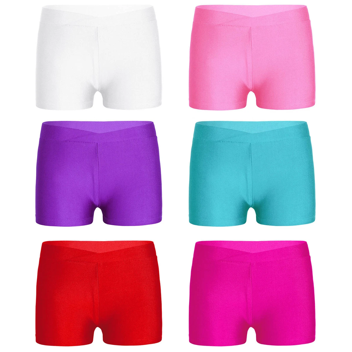 Kids Girls Workout Shorts Solid Color Athletic Strechy Danse Yoga