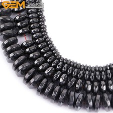 Natural Black Hematite Spacer Gemstone Rondelle Beads Jewelry Making Strand 15"