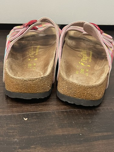 BIRKENSTOCK Papillio Pink Striped Multi-Colored Leather Sandal 40-GENTLY USED - Picture 7 of 12
